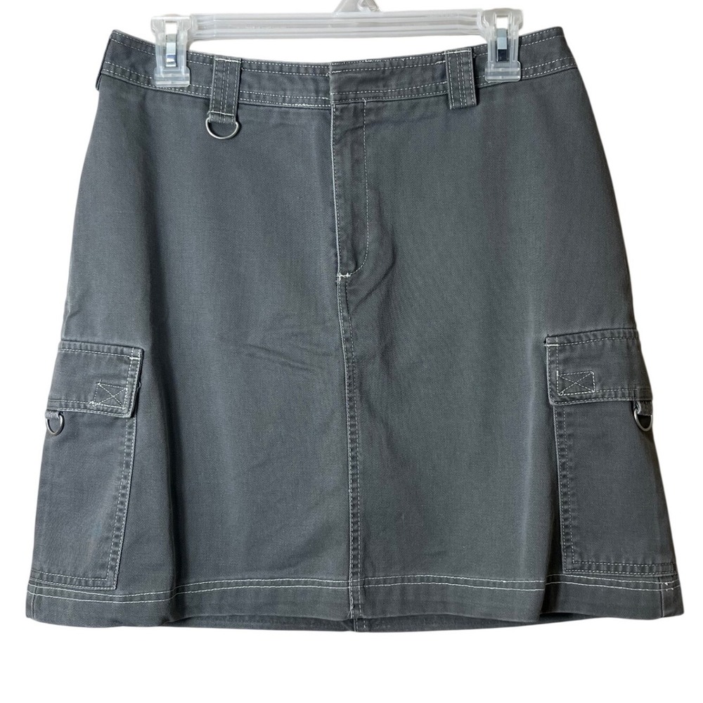 Dockers Cargo Mini Skirt Size 8 Gray Utility Y2K Gorpcore Aesthetic Cotton Twill
